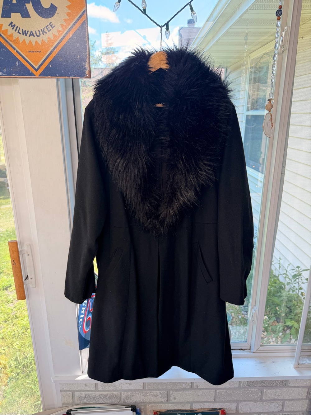 torrid Black Coat with Faux Fur Shawl